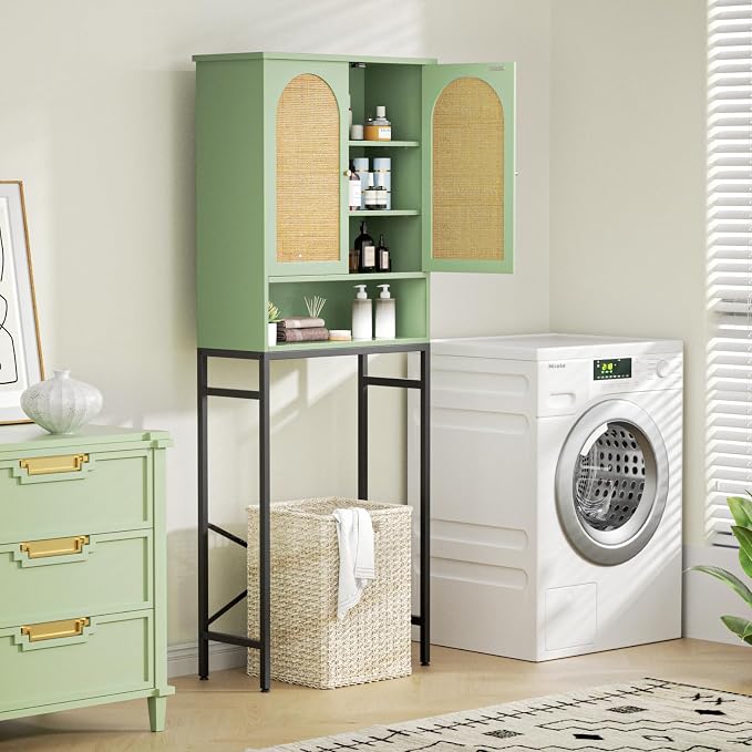 Befrases Rattan Toilet Storage Cabinet, Over the Rack Wood Cabinet - Image 5