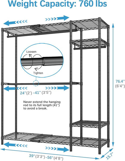 VIPEK X20 Expandable Metal Clothing Rack Adjustable from 3'3" to 4'8" Heavy - Image 6