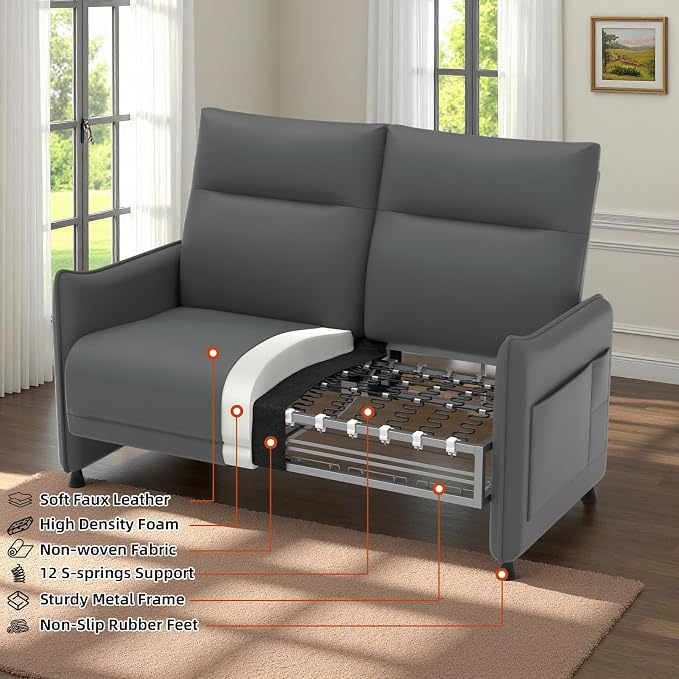 Faux Leather Loveseat, Upholstered Loveseat - Image 7