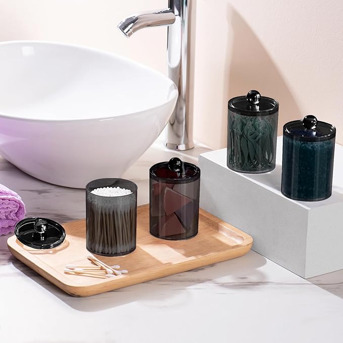 4 Pack Qtip Holder, Canister Apothecary Jar Set, Bathroom Jars - Image 5