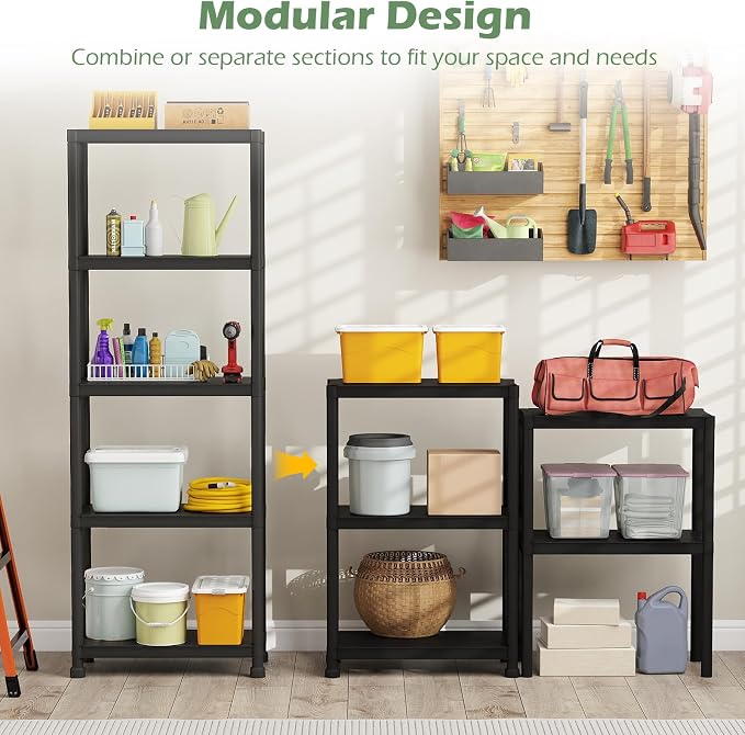 GIANTEX 5-Tier Heavy-Duty Plastic Storage Shelves | Freestanding Garage - Image 5