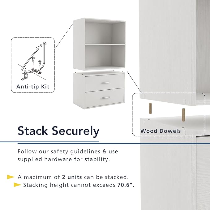 Homes: Inside + Out Apexa 2-Drawer Wooden Stackable Storage Drawers, Small Food - Image 6