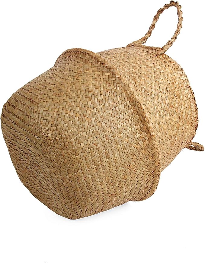 Woven Seagrass Belly Basket for Storage, Plant Pot, Picnic and Grocery Basket - Image 5