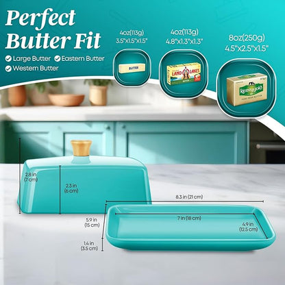 Flexzion Ceramic Blue European Butter Dish - Image 8