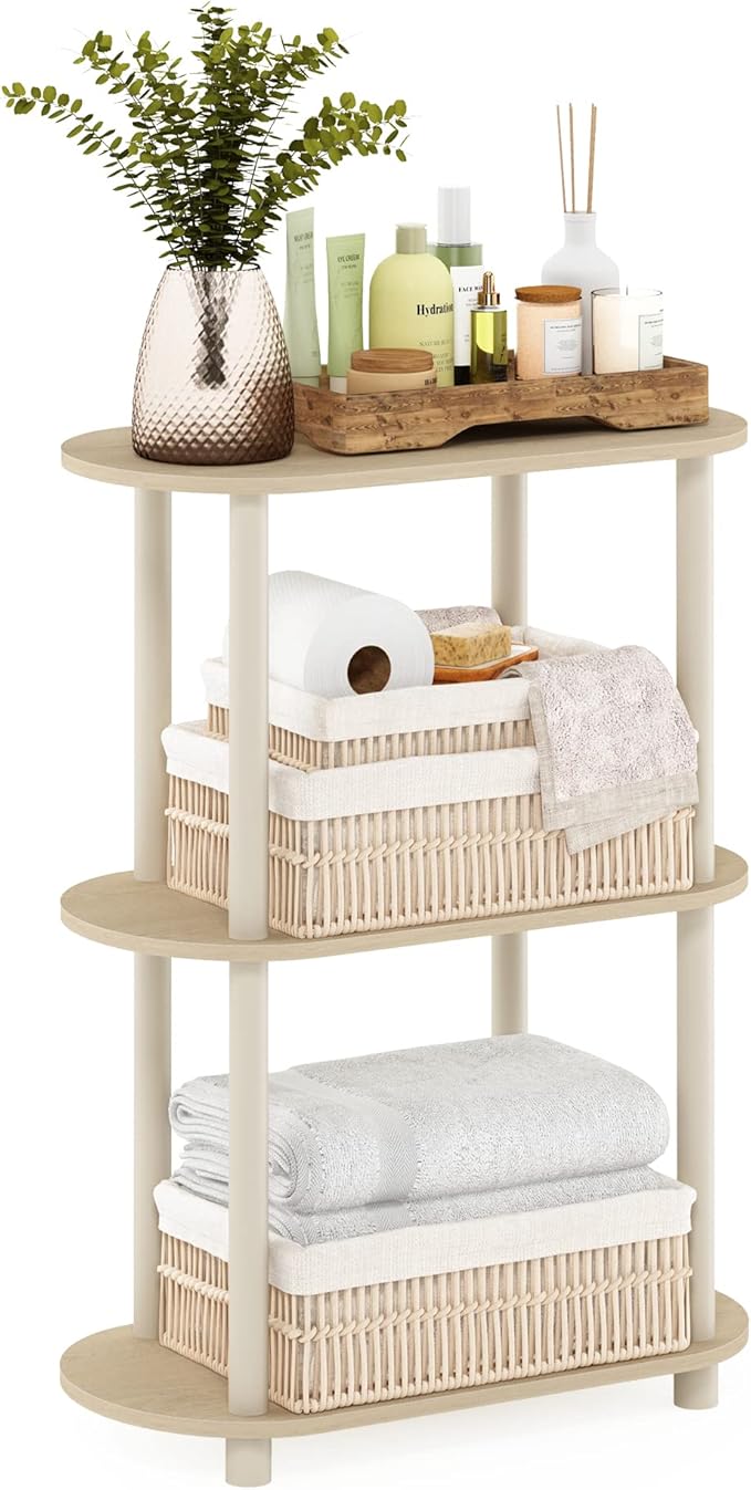 Furinno Turn-N-Tube No Tools 3-Tier Modern Oval Side Display Rack, Bauhaus by Furinno-FitsYourSpaceFitsYourBudget