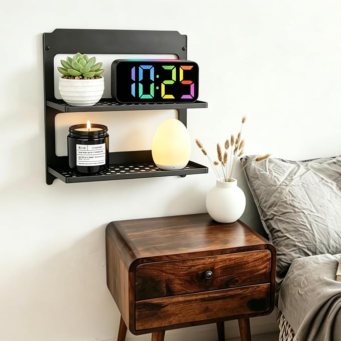 2-Tier Folding Metal Shelf Wall Mounted, Small Foldable Wall Shelf | Stackable - Image 5
