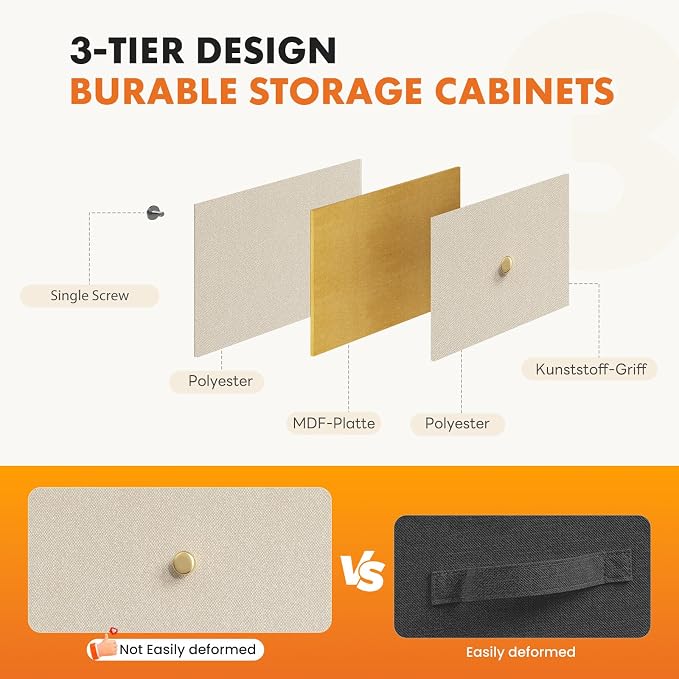 Sweetcrispy 8 Drawer Dresser for Bedroom, Organizer Storage Drawers, Khaki | - Image 6