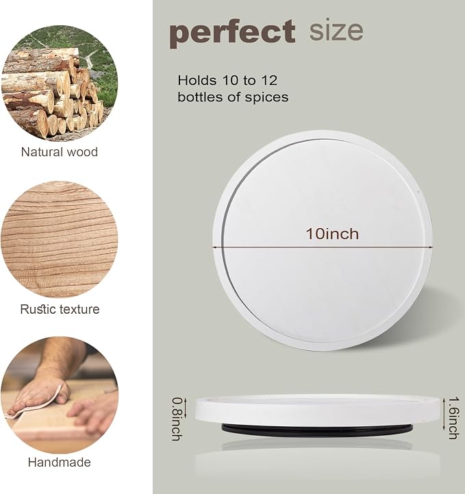 Wood Lazy Susan Organizer Kitchen Turntable - Image 6