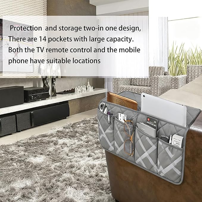 Armchair Caddy, Non Slip Sofa Armrest Organizer, Couch Armrest Remote Control - Image 5