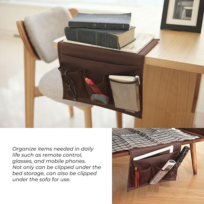 Bedside Storage Organizer with 4 Pockets, Bedside Caddy, Remote Control Holder - Image 3
