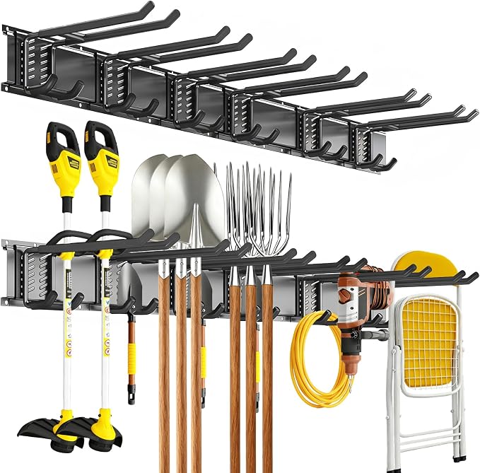 Garage Tool Organizer Wall Mount, 48inch Heavy-Duty Garage Storage System and by Unknown