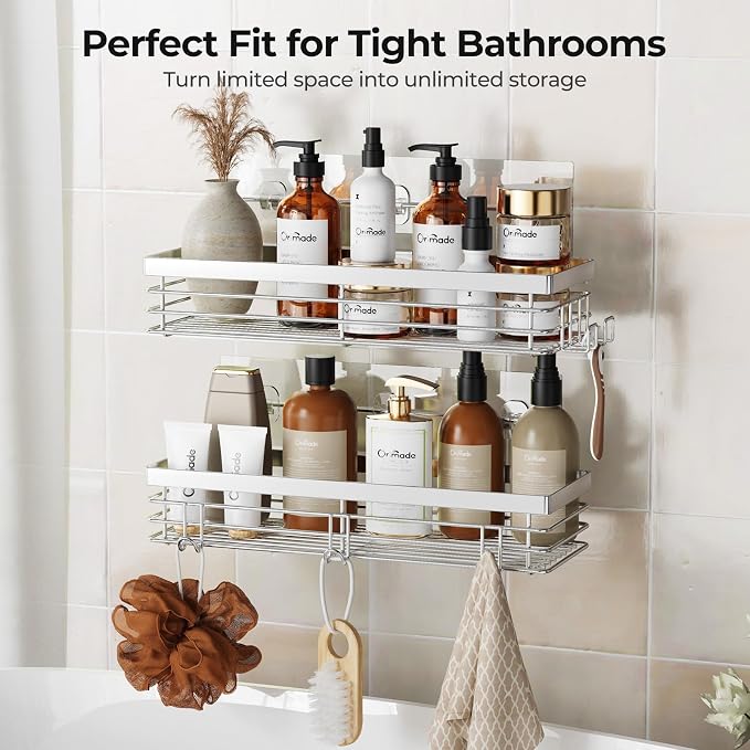 Orimade Shower Caddy with 5 Hooks Organizer - Image 9
