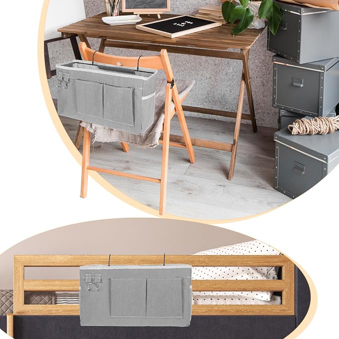 2 Pcs Bedside Caddy Storage Organizer/Bedside Storage Bag - Image 3