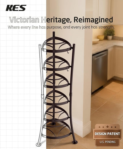 KES Oiled Bronze Freestanding Pot Rack, 6-Tier Cast Iron Cookware Stand - Image 8