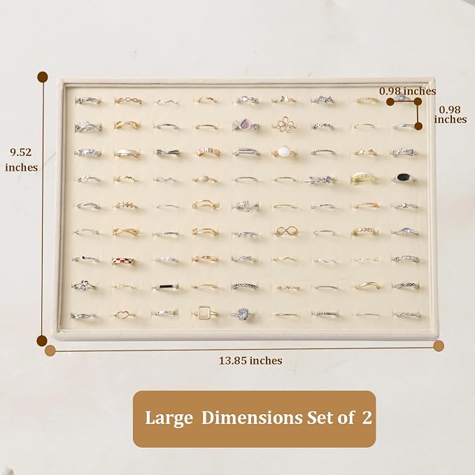 Large Velvet Jewelry Tray 2 Pack Stackable Jewelry Display Drawer Inserts Trays - Image 3
