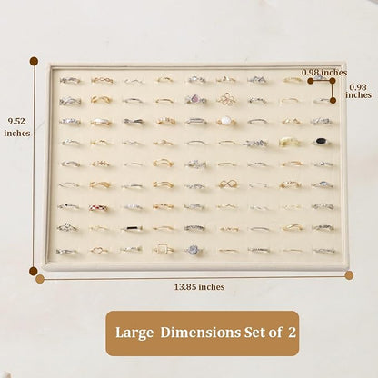 Large Velvet Jewelry Tray 2 Pack Stackable Jewelry Display Drawer Inserts Trays - Image 3