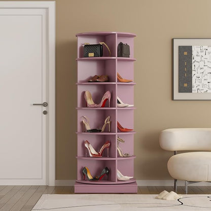 Rotating Shoe Rack Tower, 6-Tier Spinning Shoe Rack, Free Standing 360° by Unknown