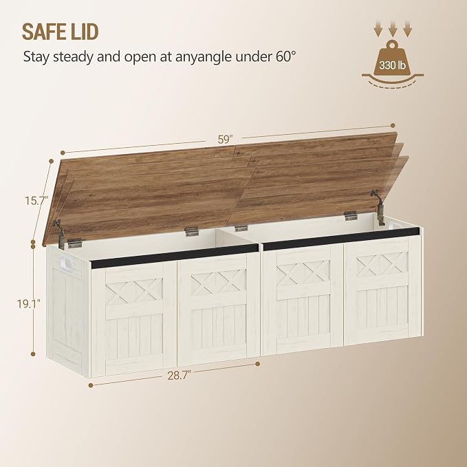Hzuaneri 59" Storage Bench, Lift Top, 268L/70 Gal Large Storage Chest | | 330lb - Image 3
