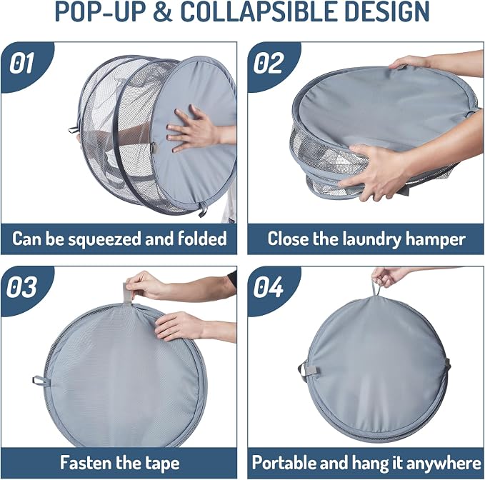 Mesh Popup Laundry Hamper 115L Collapsible Laundry Basket Extra Large Capacity - Image 7