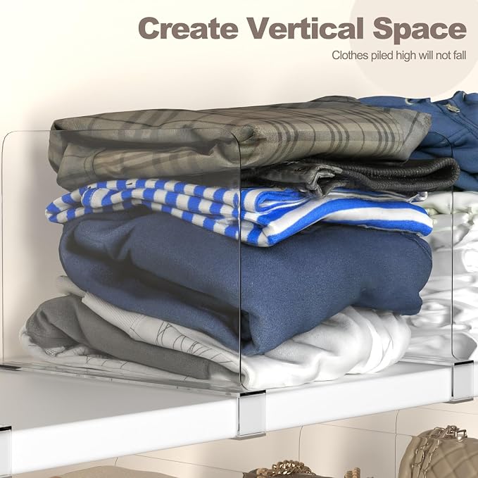 4PCS Acrylic Shelf Dividers for Closet Organization, Vertical Purse Organizer - Image 3