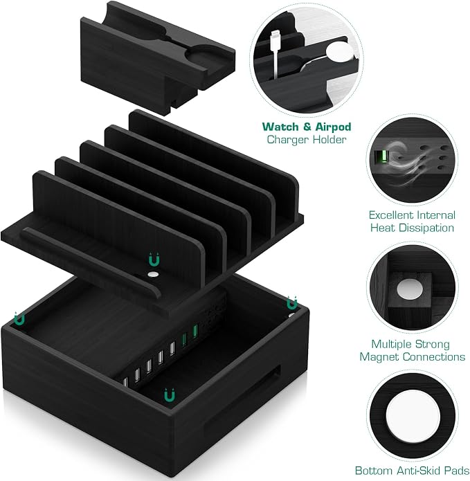Bamboo Charging Station for Multiple Devices - Image 3