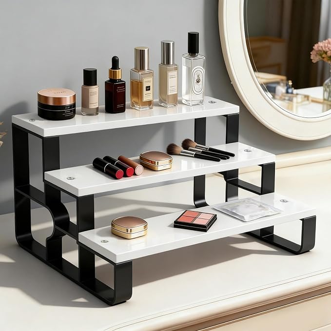 GRELY 3 Tier Perfume Organizer for Women, Makeup Display Stand Holder, Wooden - Image 3