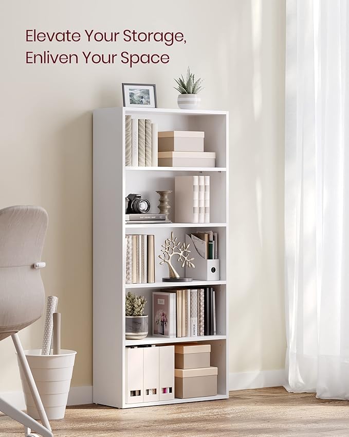 VASAGLE Set of 2 Bookshelves, 23.6 Inches Wide, 5-Tier Open Bookcases - Image 4