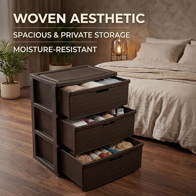 Wide 3-Drawer Plastic Storage Tower, and Office - Image 6