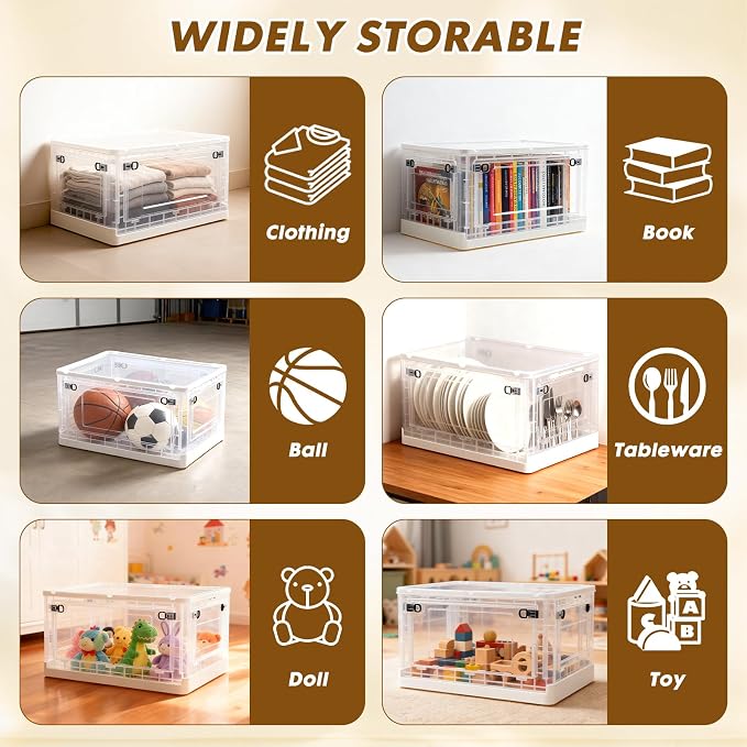 72 QT Clear Storage Bin with 5-Sided Open Lid, Stackable Plastic Storage Bins - Image 5