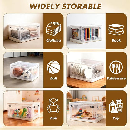 72 QT Clear Storage Bin with 5-Sided Open Lid, Stackable Plastic Storage Bins - Image 5