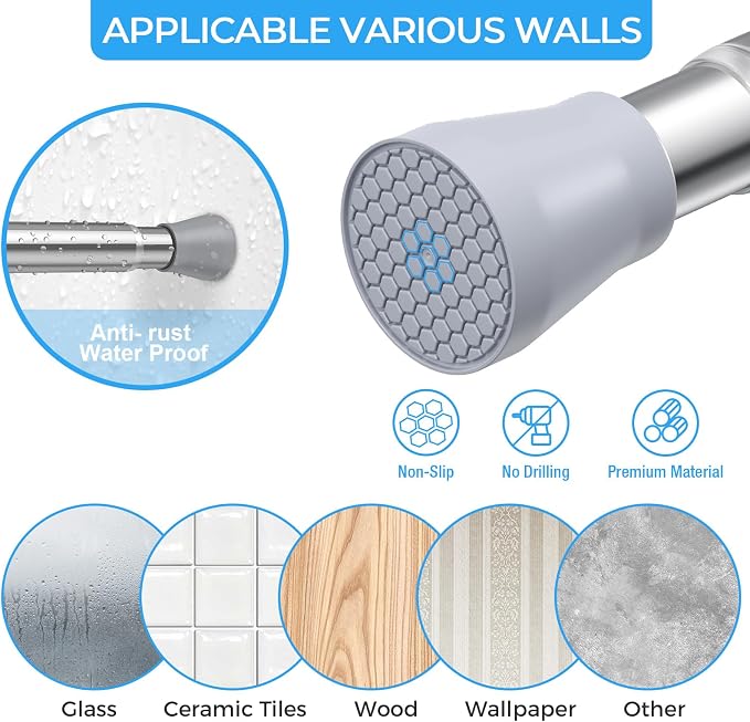 AIZESI Small Tension Curtain Rod 16-26 Inch Adjustable No Drilling, No Slip - Image 5
