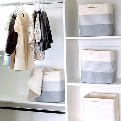 NaturalCozy Storage Cubes 11 Inch Cotton Rope Woven Baskets - Image 7