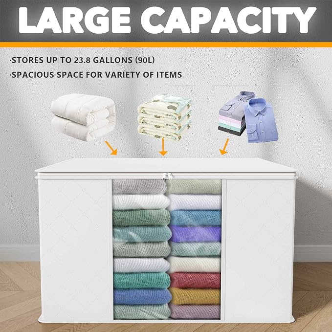 SpaceAid 6 Pack 90L Clothing Storage Bags, Heavy Duty Closet Storage Bins - Image 3