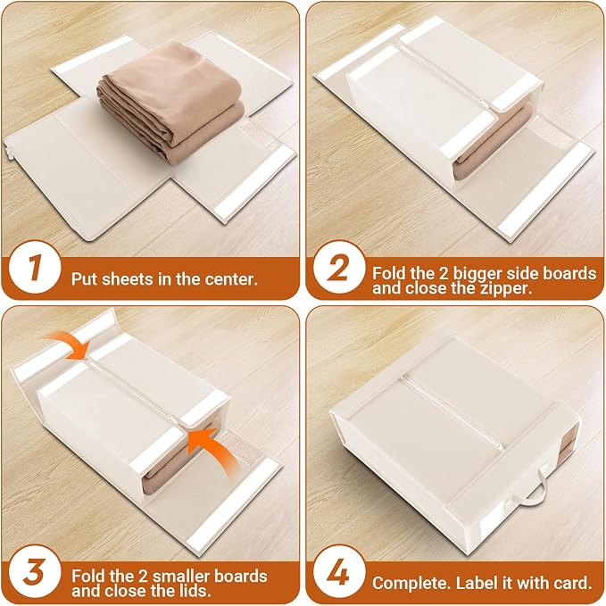 StorageTastic 6 Pack Bed Sheet Closet Organizers and Storage, Sturdy Foldable - Image 4