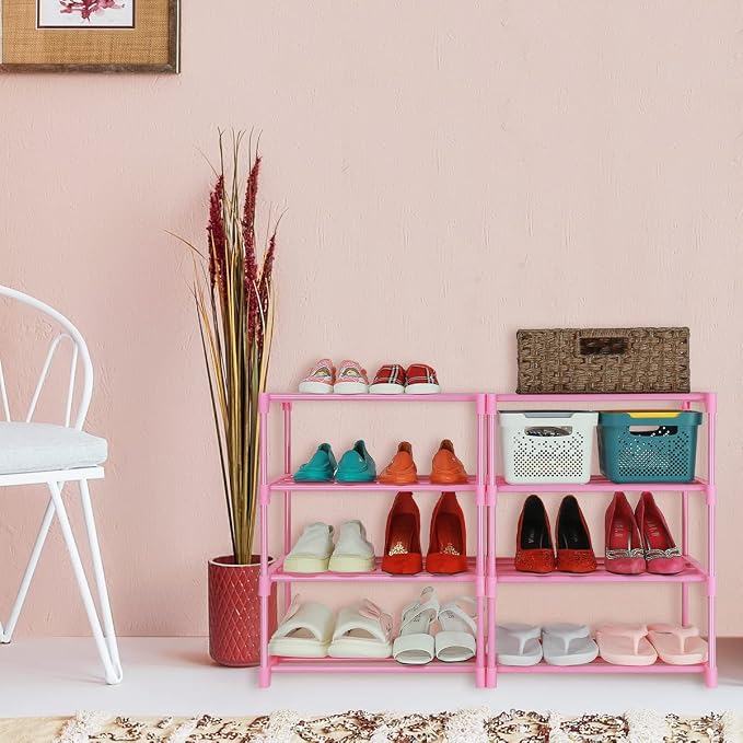 LNYZQUS Small Kids Shoe Rack, 4 Tier Pink Shoe Organizer Shoe Shelf - Image 8
