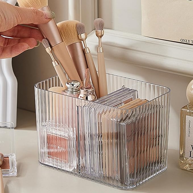 Qtips Holder Bathroom Container, 3-Section Cotton Ball/Swabs Dispenser - Image 5