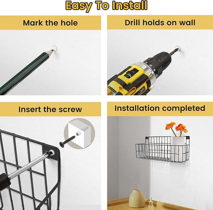 FamilyKit 4 Set Extra Large Hanging Wall Wire Baskets, Sturdy Wall Organizer - Image 6