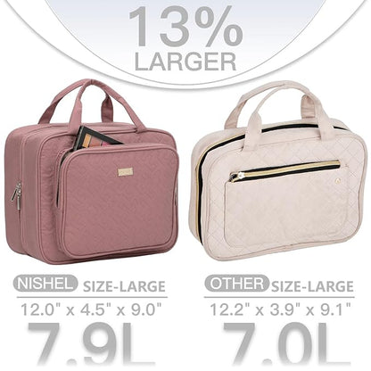 NISHEL Travel Toiletry Bag for Women, Makeup Essentials Organizer, Hanging Case - Image 2