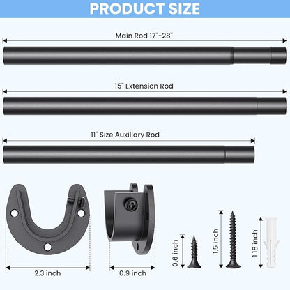 Closet Rods for Hanging Clothes, 17 to 54 Inch Stepless Adjustable Closet Rod - Image 4