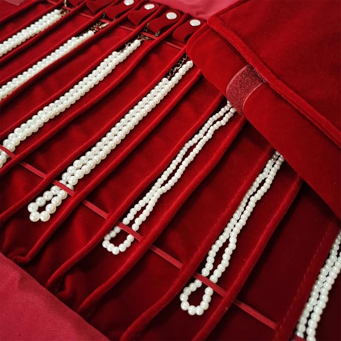 Portable Jewelry Roll Untangled Secure Necklace Travel Storage Bag Displays - Image 7