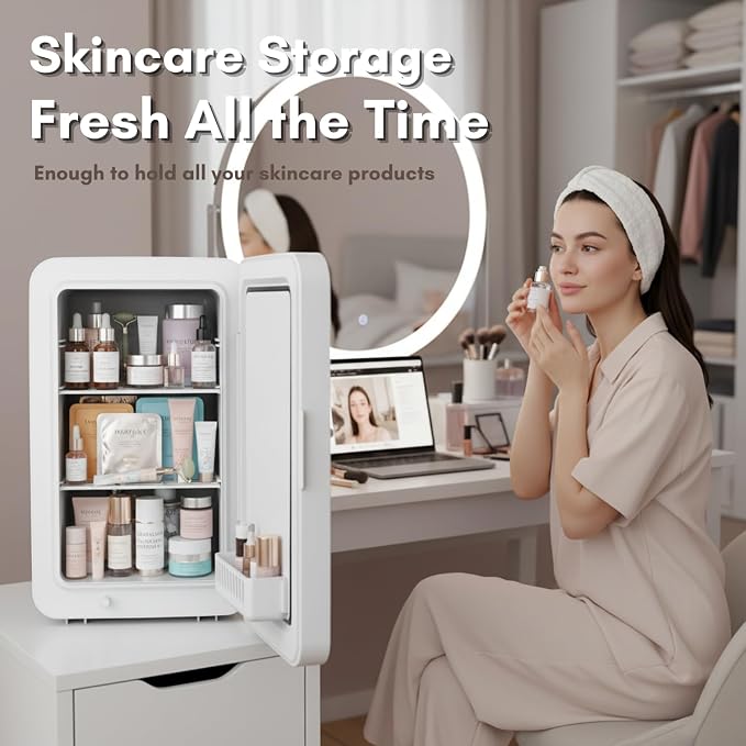 13L/22L Mini Fridge for Bedroom, Non-condensing Small Skincare Fridge, 110V/12V - Image 4