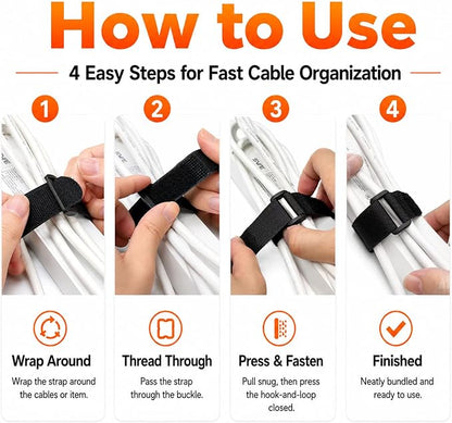 Ysenchan Hook & Loop Straps, Reusable Adjustable Nylon Cinch Cable Straps - Image 4