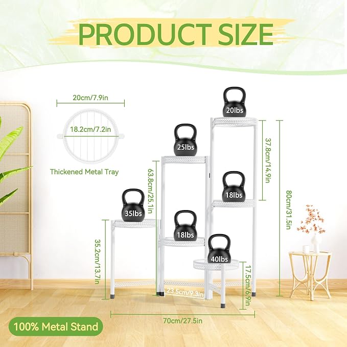iDavosic.ly Plant Stand Indoor Outdoor, 6 Tier Corner Metal Flower Display - Image 3