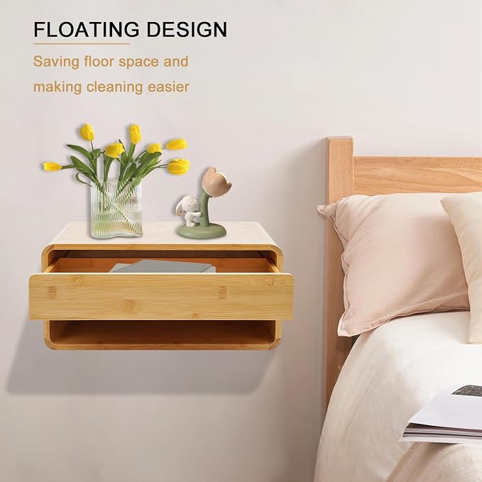Bamboo Floating Nightstand - Image 4