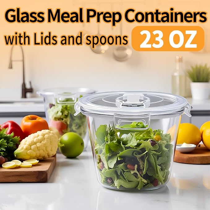 H.JSS WDJS 24oz Round Glass Soup Containers - Image 8