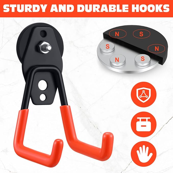 Landhoow Large Magnetic Hooks Heavy Duty Garage Magnet Hooks Strong Storage - Image 4