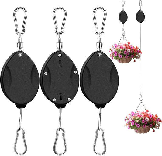 3 Pcs Retractable Plant Hanger, Heavy Duty, Quick Auto Lock, Adjustable Hook by ZUZUAN