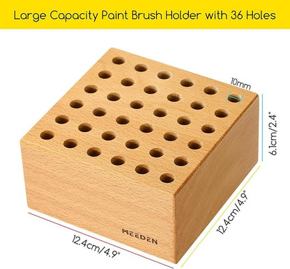MEEDEN Beechwood Pencil and Brush Holder: 36 Holes Paint Brush Storage - Image 2