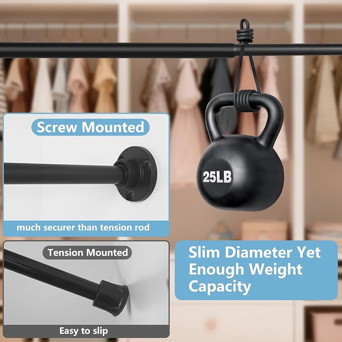 TYRON Smallest Closet Rods for Hanging Clothes, 1/2" Diameter, 12-18 In. | White - Image 4