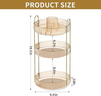 360° Rotating Makeup Organizer, Large-Capacity Skincare Make Up Storage 3 Tier - Image 6